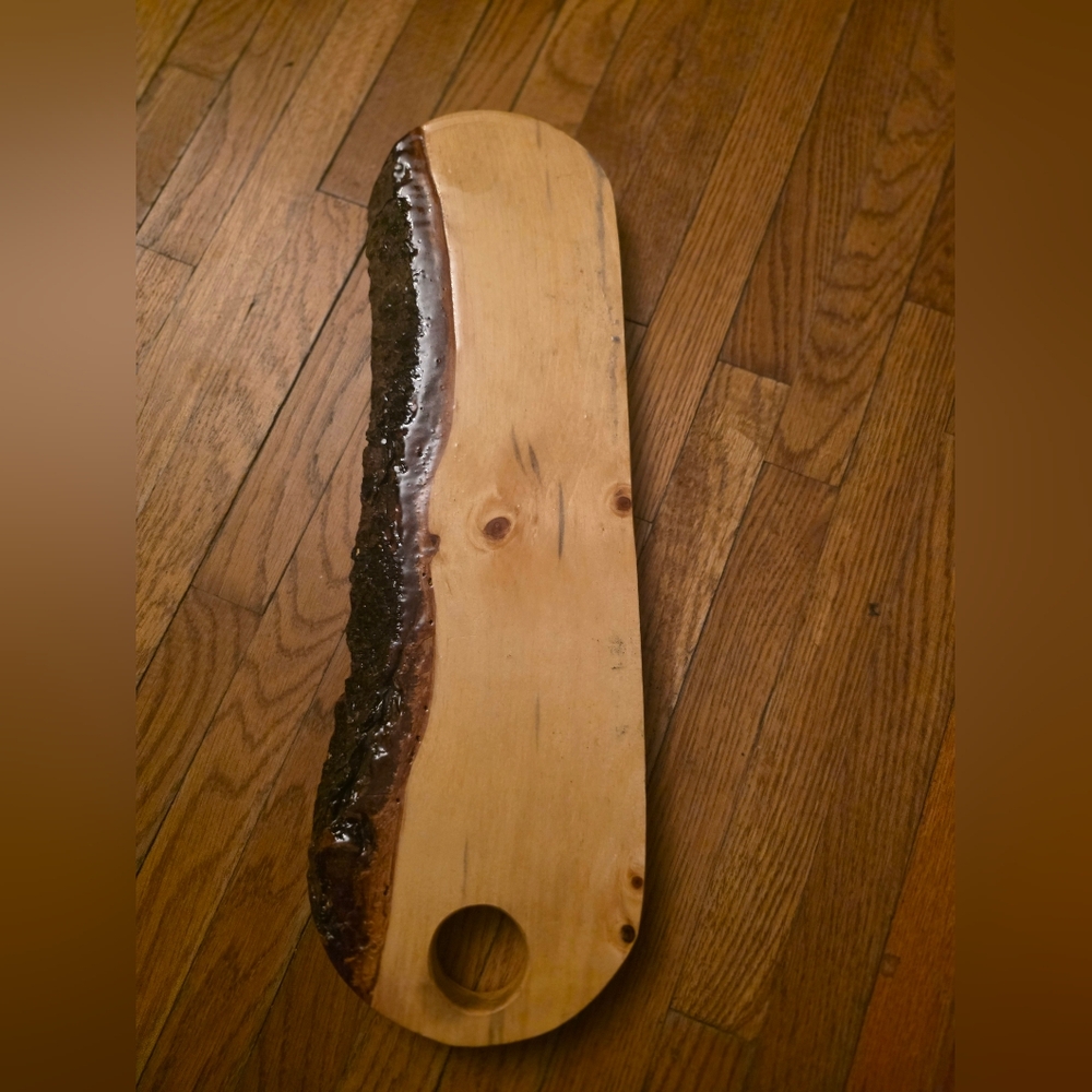 Resin Top Chacuterie Board Ablut 19 Inch Long X 6.5 Wide With Hanging Hole